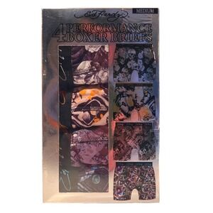 Ed Hardy NEW 4 Pack Performance Boxer Briefs Skulls Money Medium 32-34" Waist